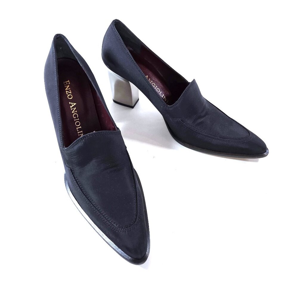 NIB Enzo Angiolini Satin Pumps with Platinum Heels Size 8N